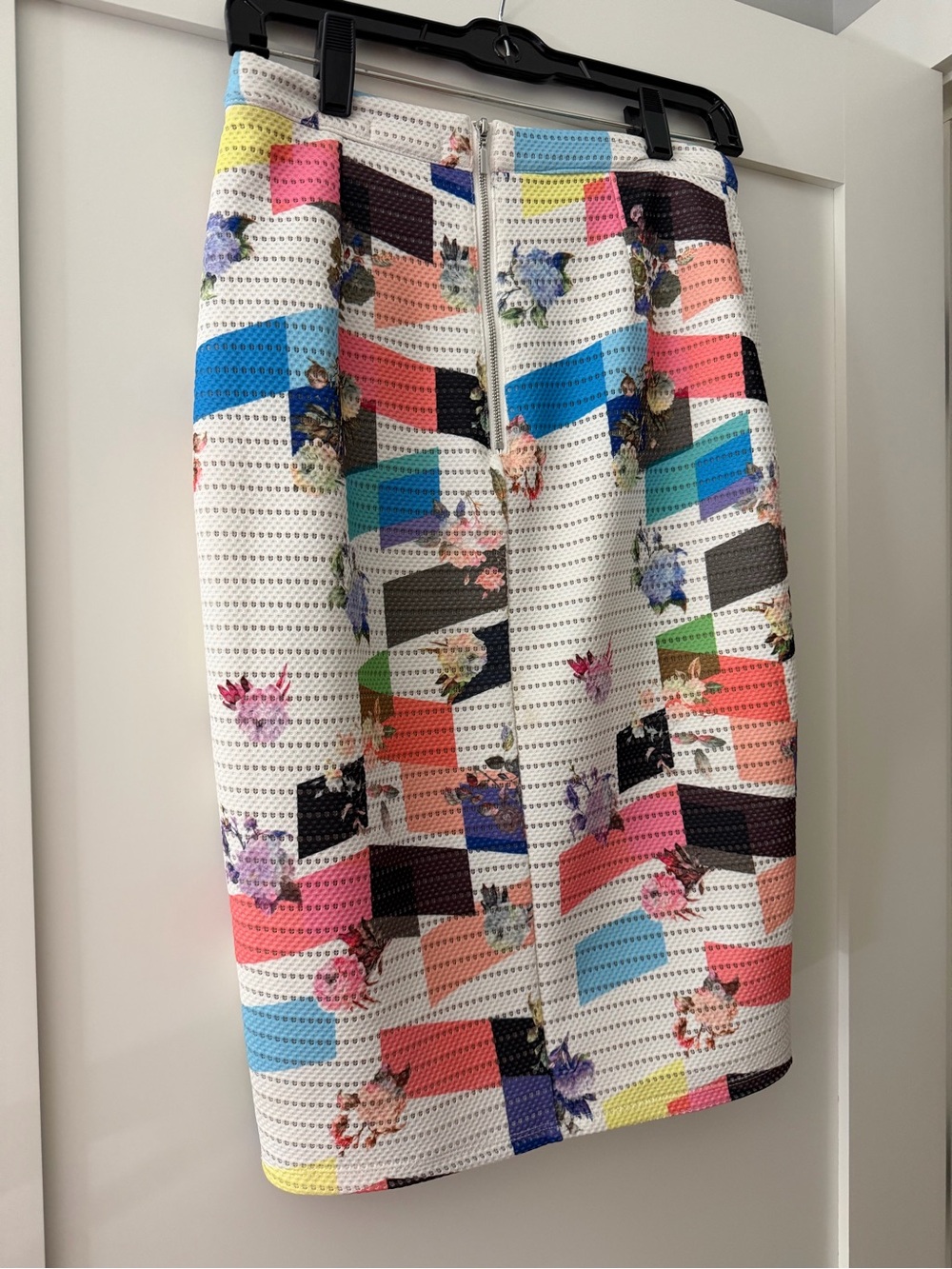 Bar III Multicolor Geometric & Floral Pencil Skirt - White Base